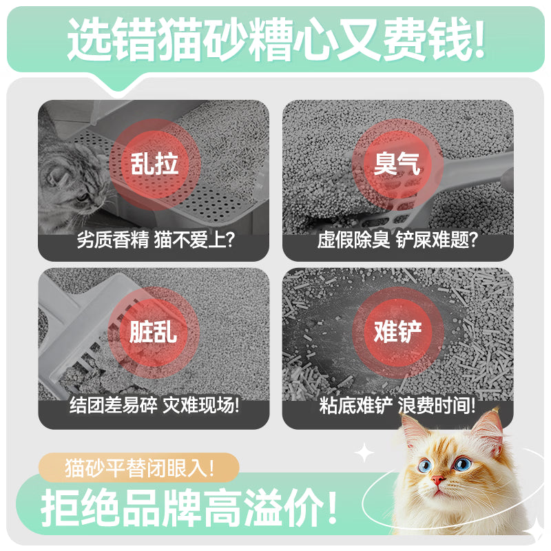 奥丁植物纯木薯猫砂海盐除臭 强吸水结团不易粘底日照松间1.25kg*8包